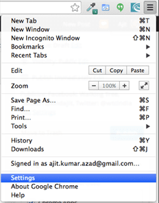 Google Chrome browser settings