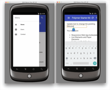 Android Emulator polymer starter kit