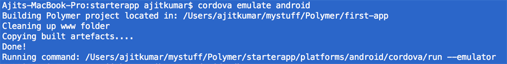 polymer starter kit output meaasges