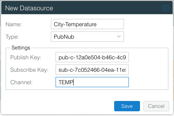 Adding PubNub Datasource