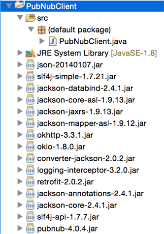 PubNub API libraries or JARs
