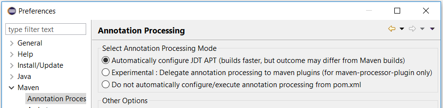 Automatically configure JDT APT in to support annotations