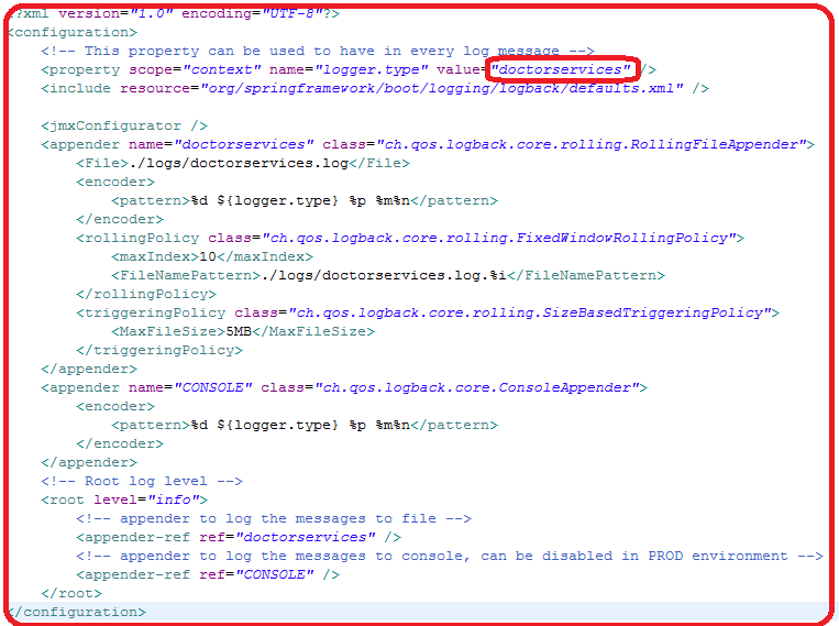 logback.xml file configurations