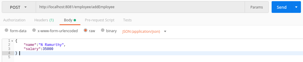 server application from Postman